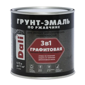 Грунт-эмаль 3в1 графитовая по ржавчине черный 0,75л DALI