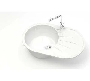 Мойка искусственный камень овал 730*450*215 белый глянец GOTA ROCIO