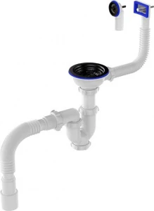Сифон 3 1/2х40 с чёрн.мет.реш, с прямоуг/круг переливом, 40х40/50 Aquant B0188 1/20