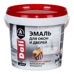 Эмаль акриловая для окон и дверей 1кг белая DALI