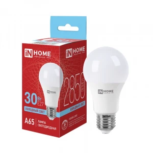 Лампа LED E27  30W Груша 6500К Нейтральный свет 2850Лм A65 IN HOME